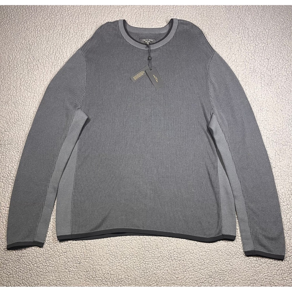 Rag & Bone Harvey Crew‎ Sweater Shark Blue Mens XXL MBS24S021BC21 New